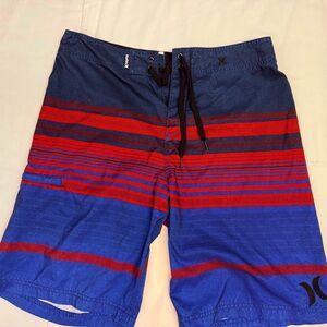 Hurley Men's Blue and Red Swim Shorts